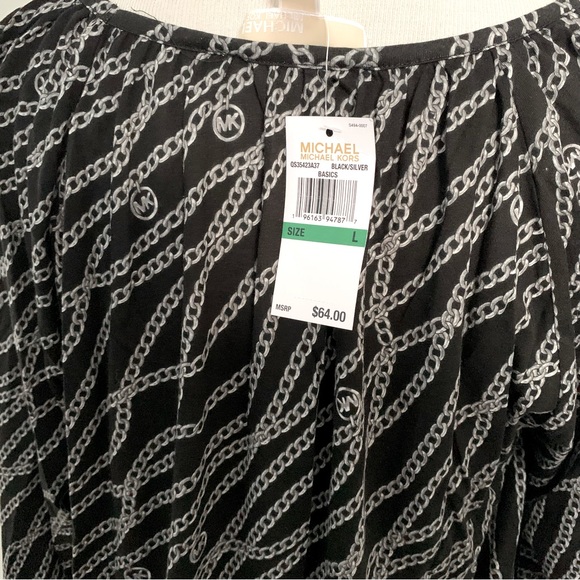 MICHAEL KORS BLACK / SILVER CHAIN LINK MK LOGO TOP - Picture 6 of 6